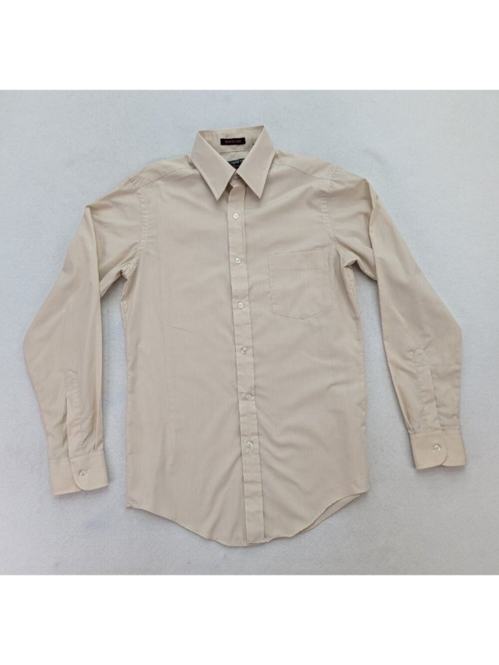Vintage 70s 80s Boy's Dress Shirt Prep Stop JC Penney Beige Sz 18-20 Long Sleeve